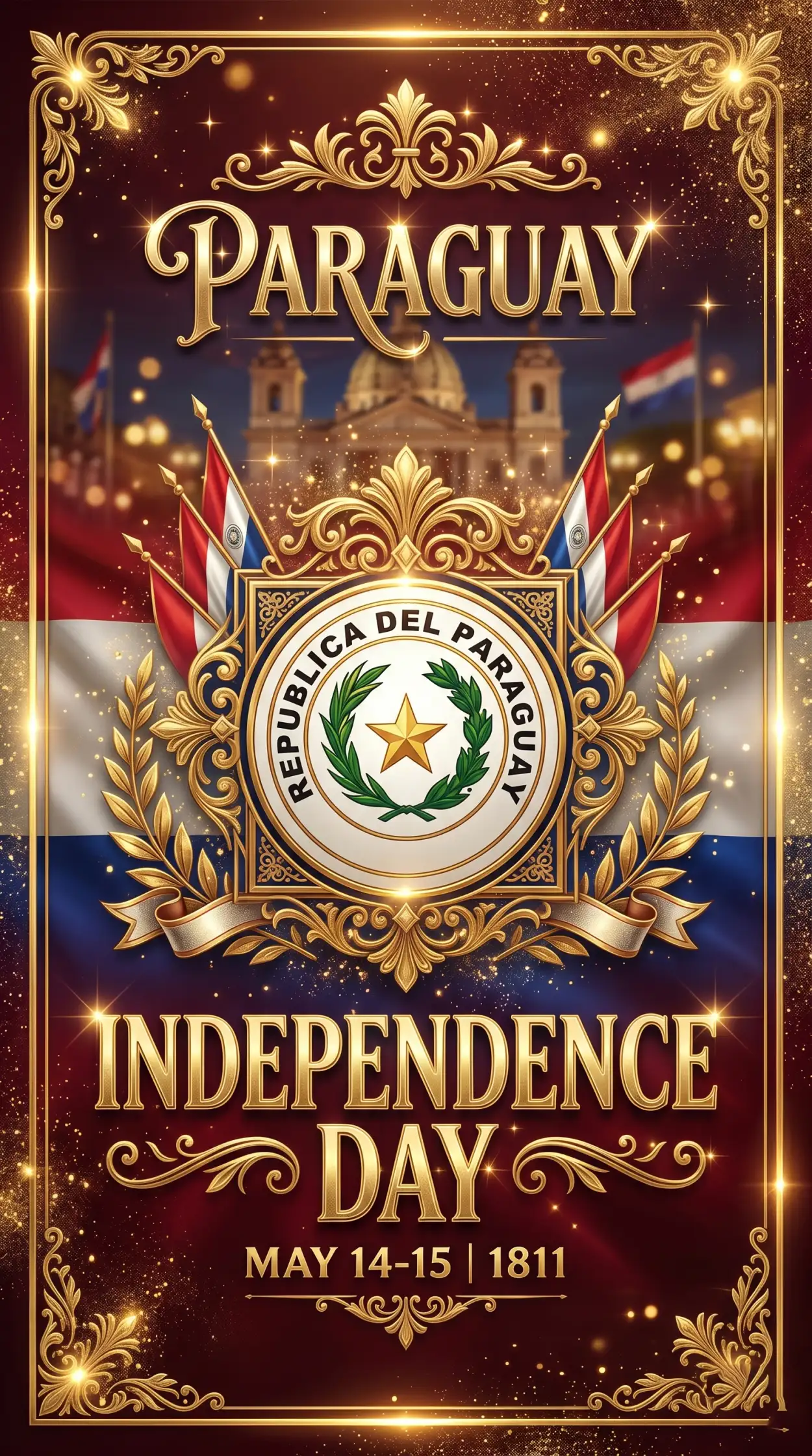 Free Download Paraguay Independence Day 2026 Celebration Banner - High Quality Paraguay Independence Day 2026 Wishes Image