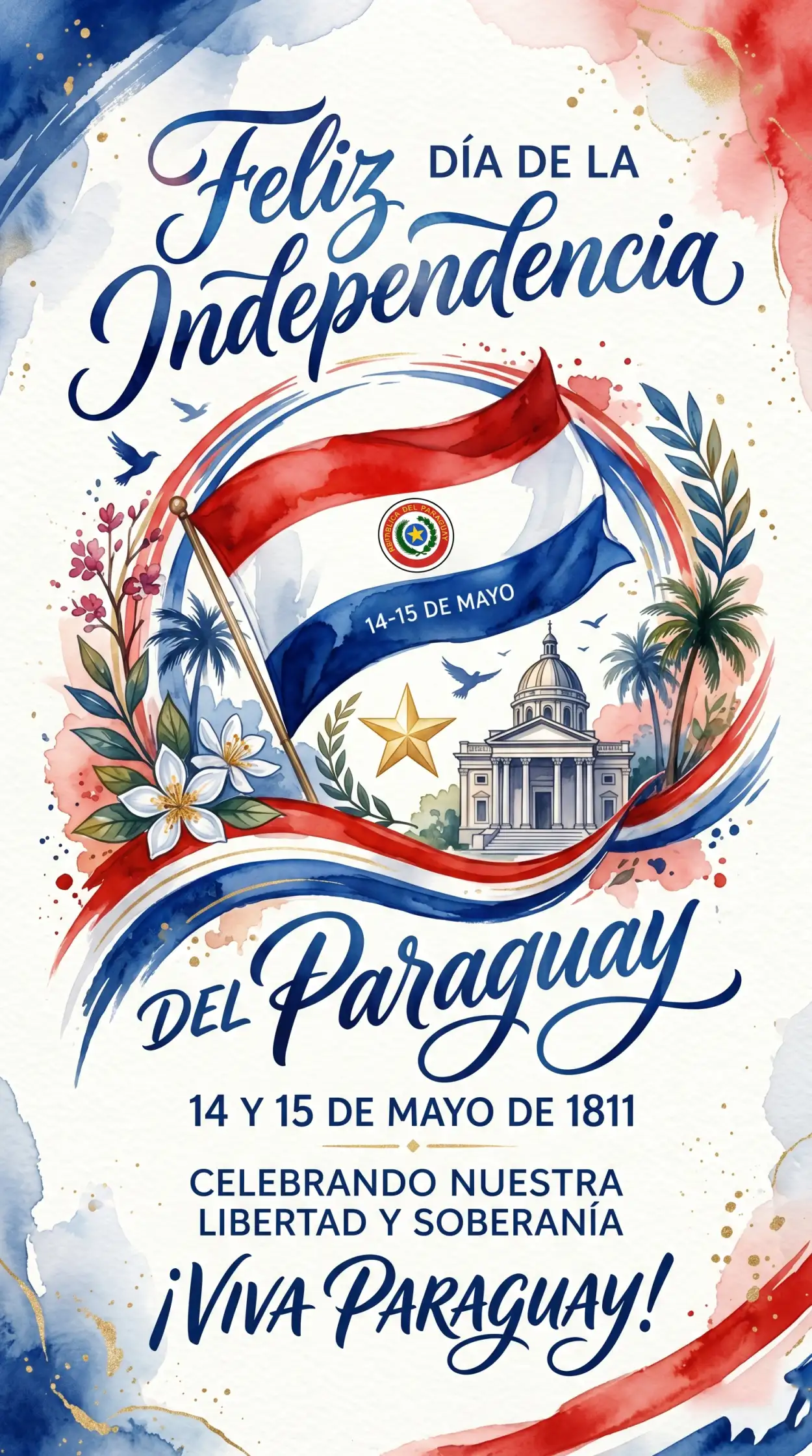 Free Download Paraguay Independence Day 2026 Elegant Patriotic Art - High Quality Paraguay Independence Day 2026 Wishes Image