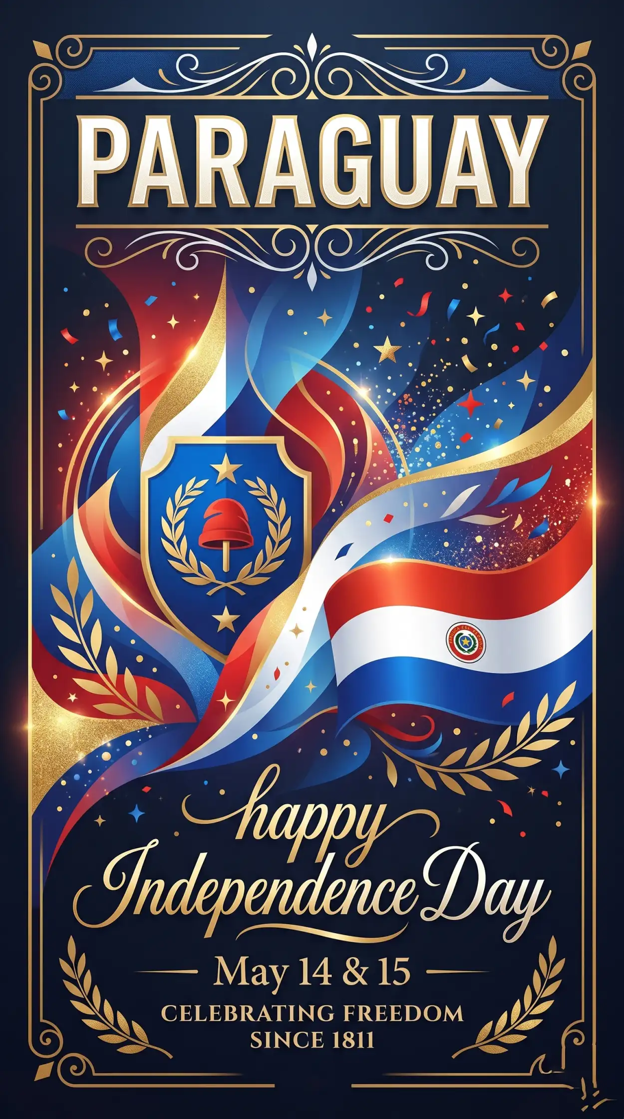 Free Download Paraguay Independence Day 2026 Online Greeting Card - High Quality Paraguay Independence Day 2026 Wishes Image