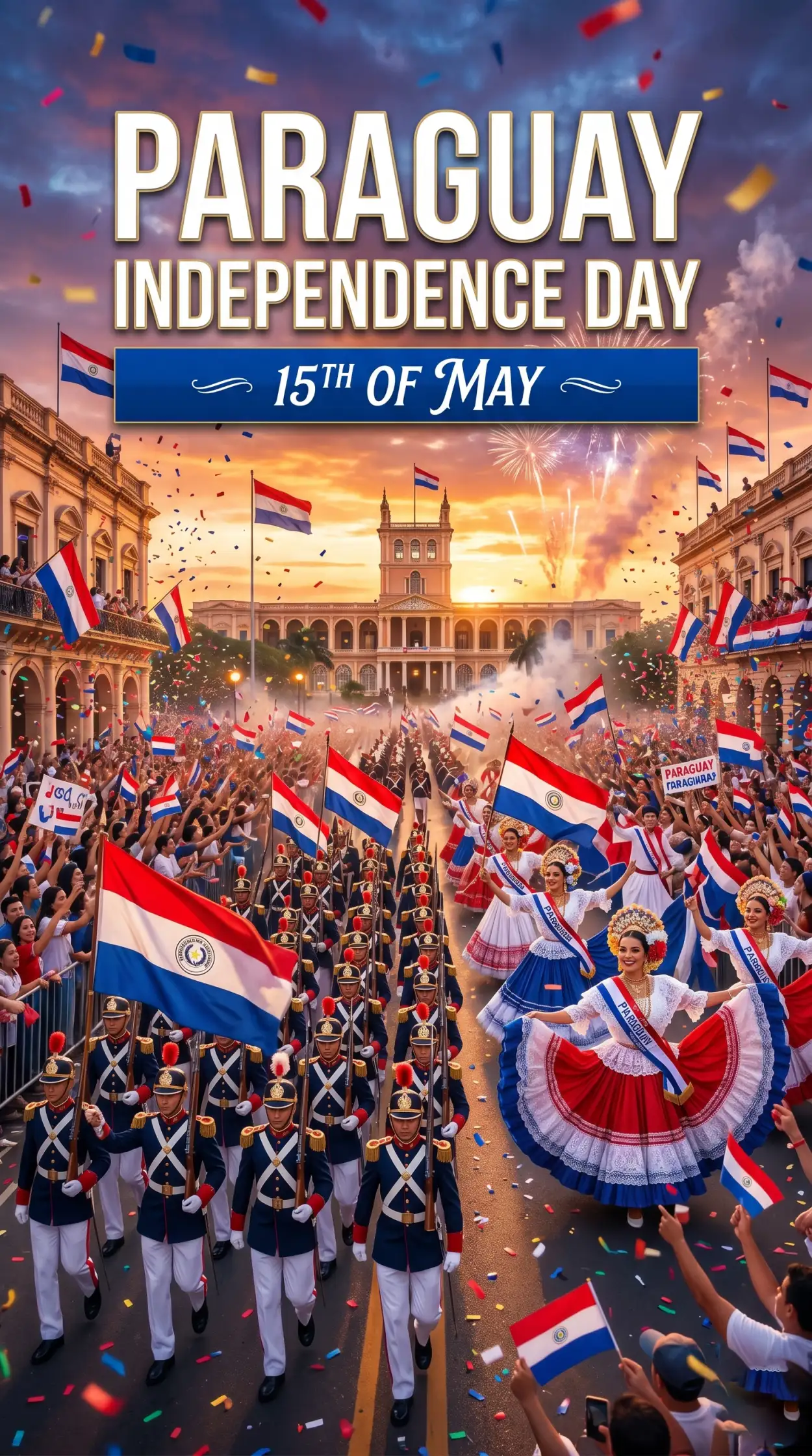 Free Download Paraguay Independence Day 2026 Patriotic Poster - High Quality Paraguay Independence Day 2026 Wishes Image