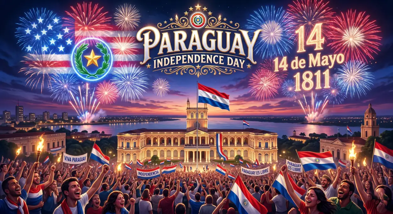 Free Download Paraguay Independence Day 2026 Patriotic Theme - High Quality Paraguay Independence Day 2026 Wishes Image