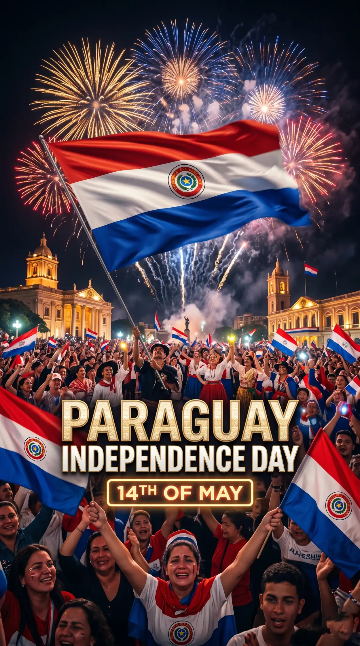 Free Download Paraguay Independence Day 2026 Tricolor Background - High Quality Paraguay Independence Day 2026 Wishes Background Image