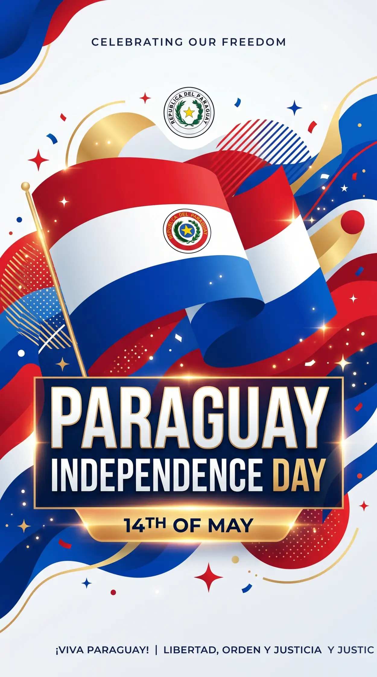 Free Download Paraguay Independence Day 2026 Vintage Poster - High Quality Paraguay Independence Day 2026 Wishes Image