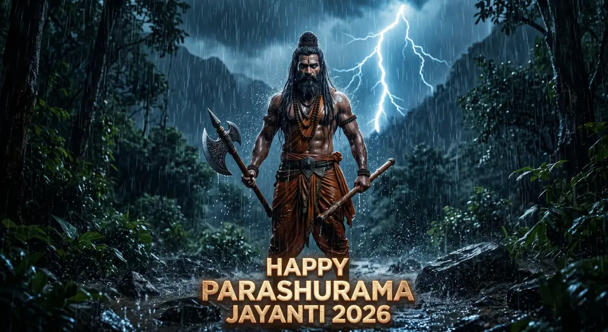 Free Download Parashurama Jayanti 2026 Greeting Card With Name Edit - High Quality Happy Parashurama Jayanti Wishes 2026 Image