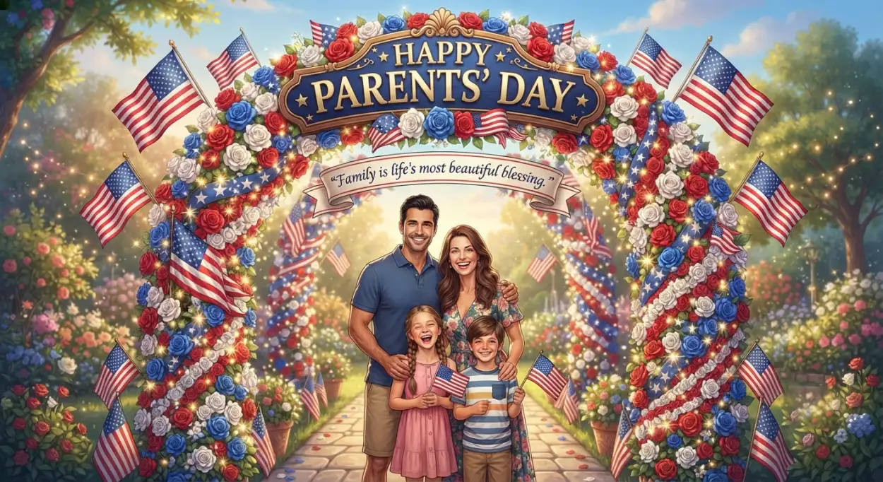 Free Download Parents Day Blue Floral Background - High Quality American Parents Day 2026 Background Image