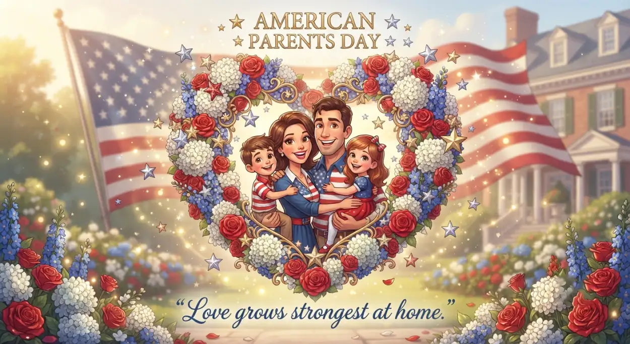 Free Download Parents Day Patriotic Greeting Card - High Quality American Parents Day 2026 Image