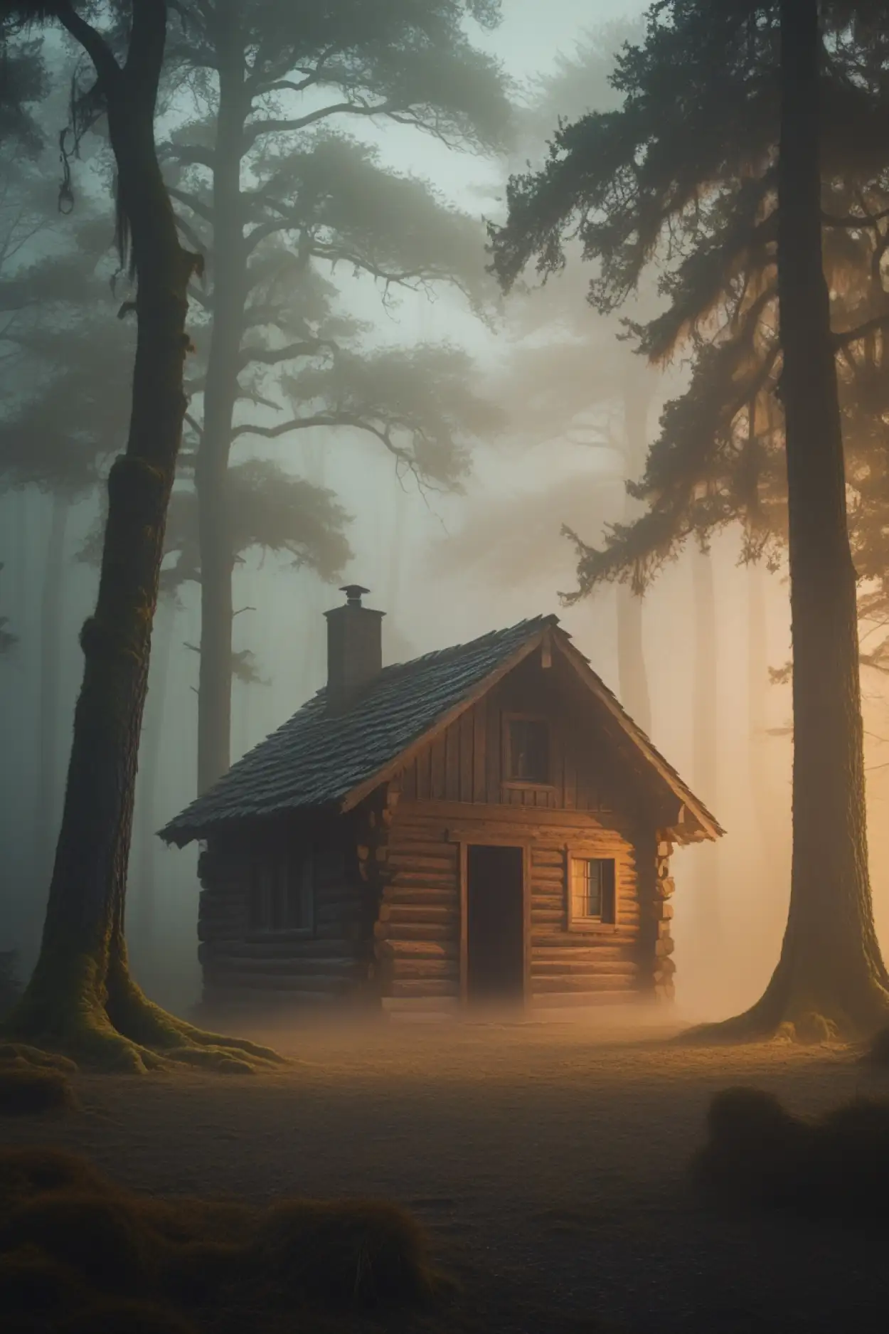 peaceful foggy forest image background