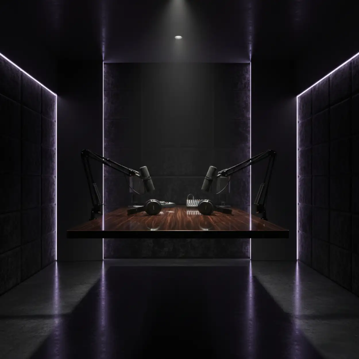 Free Download Podcast Studio Background Modern Black Theme - High Quality Podcast Studio Background Background