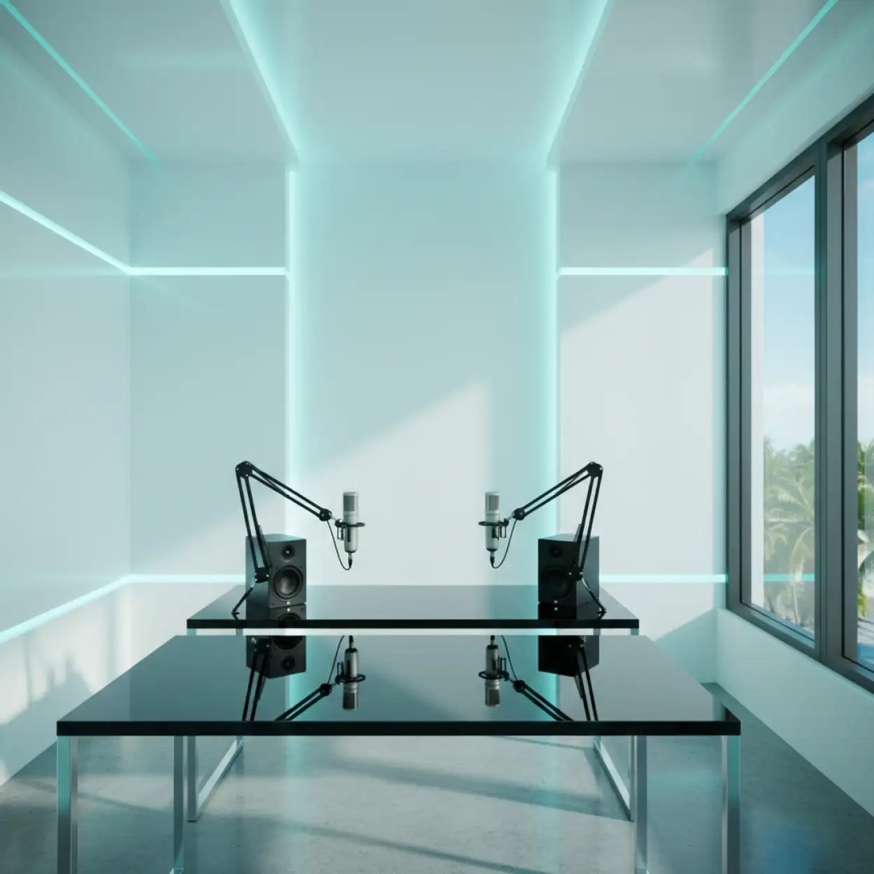 Free Download Podcast Studio Background With Ambient Lighting - High Quality Podcast Studio Background Background