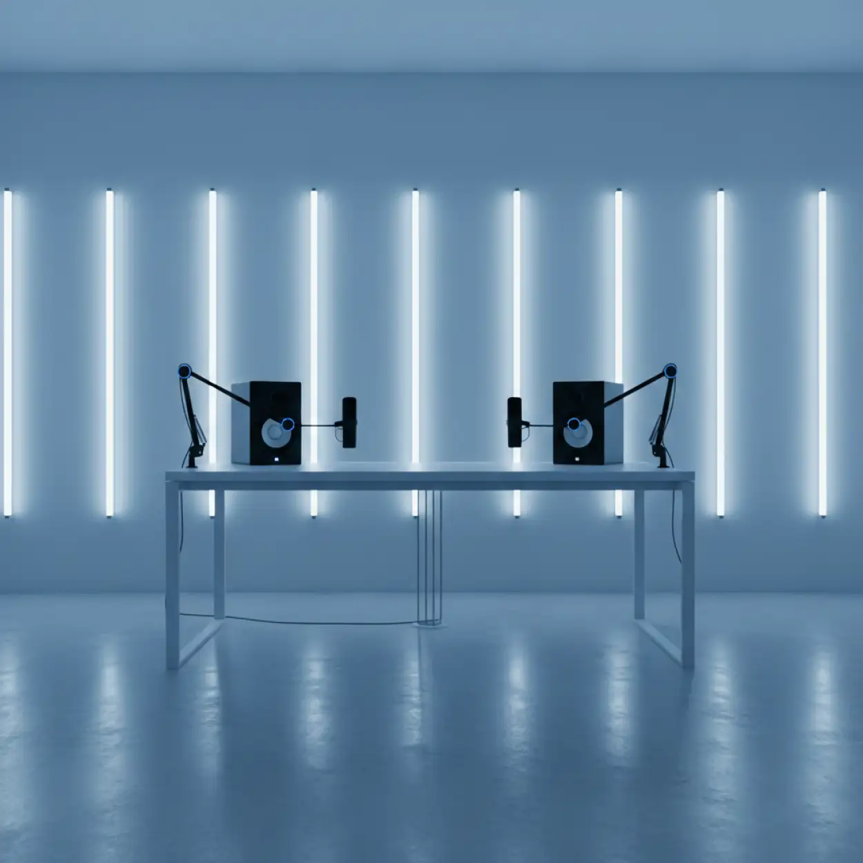 Free Download Podcast Studio Background With Led Strips - High Quality Podcast Studio Background Background