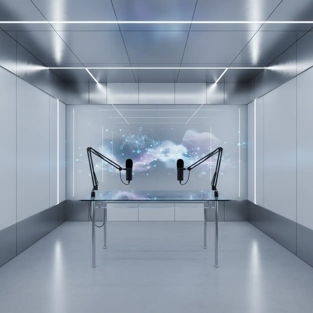 Free Download Podcast Studio Background With Tech Decor - High Quality Podcast Studio Background Background