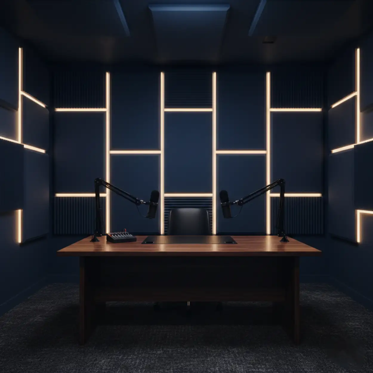 Free Download Podcast Studio Background With Warm Lighting - High Quality Podcast Studio Background Background