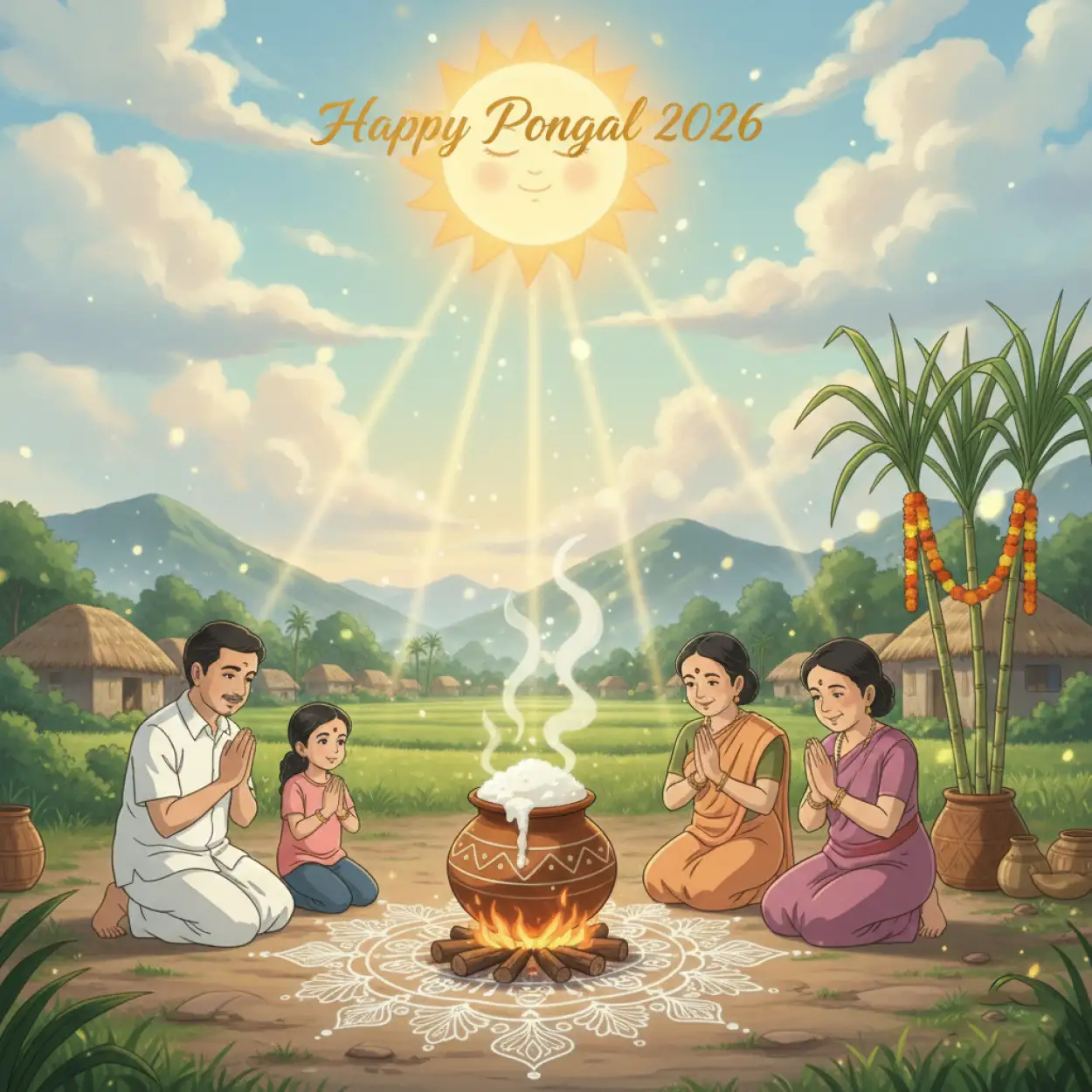 Free Download Pongal Wishes Web Story 2026 - High Quality Happy Pongal Wishes 2026 Background