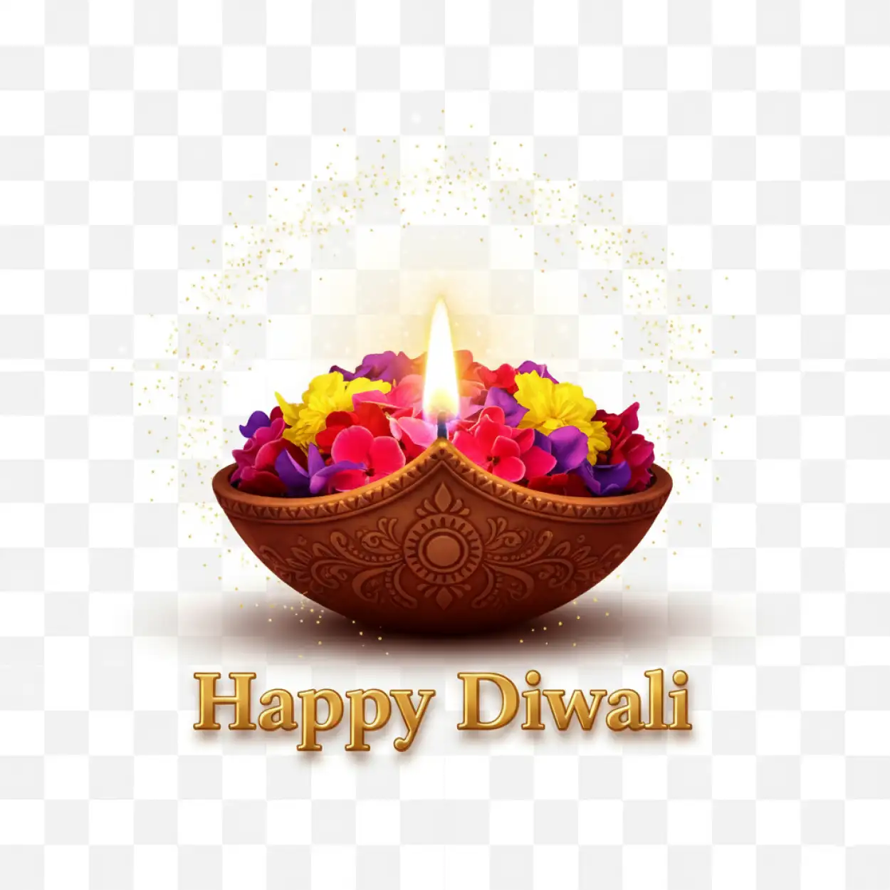 punjabi happy diwali wishes image with golden text and fireworks