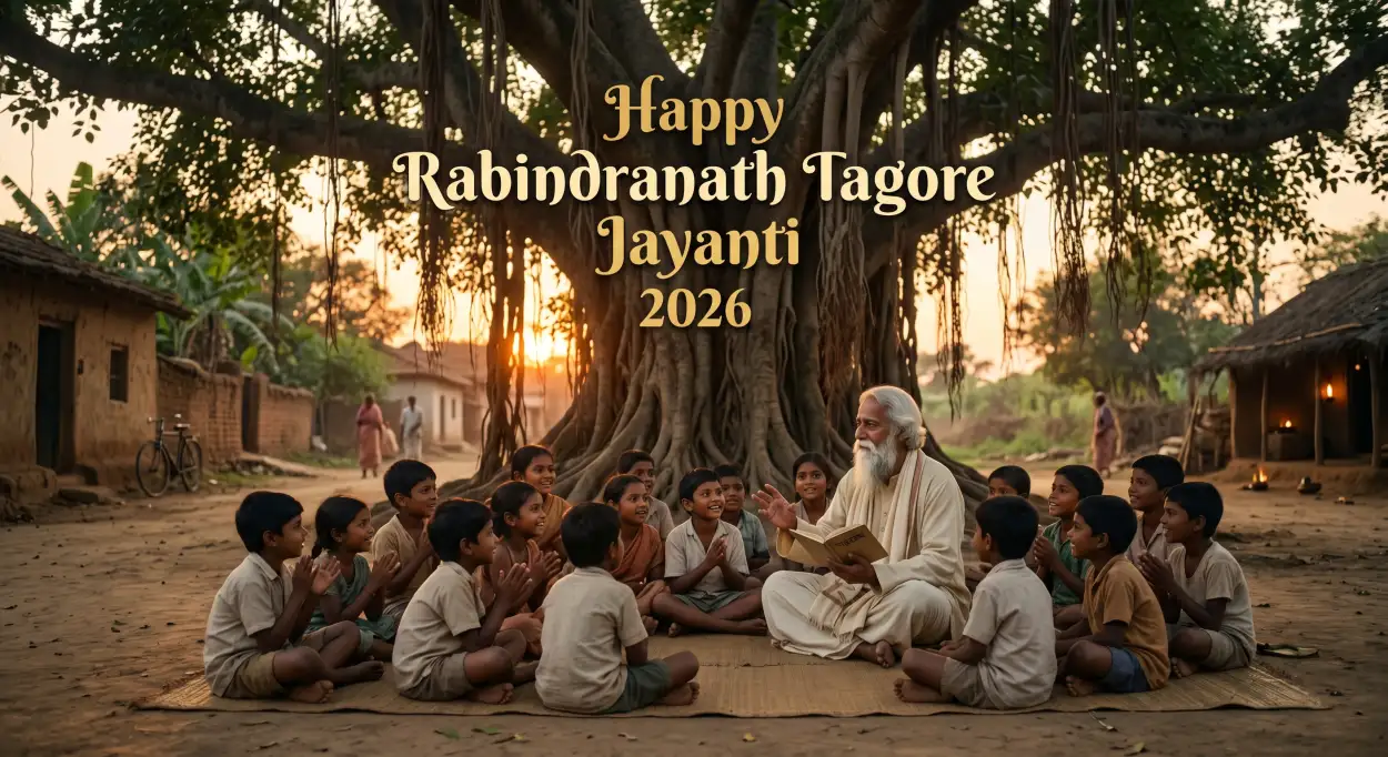 Free Download Rabindranath Tagore Jayanti 2026 Celebration Poster - High Quality Rabindranath Tagore Jayanti Image