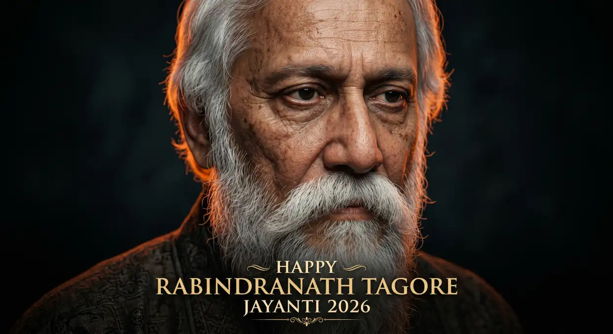 Free Download Rabindranath Tagore Jayanti 2026 Typography Poster - High Quality Rabindranath Tagore Jayanti Image