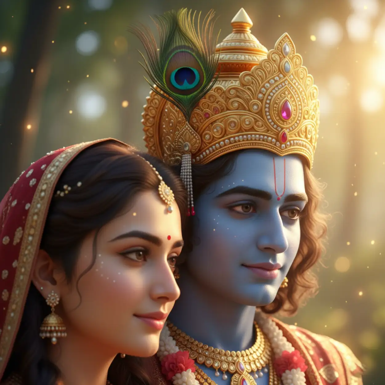 Free Download Radha Krishna Wallpapers With Glowing Effect - High Quality Radha Krishna Background