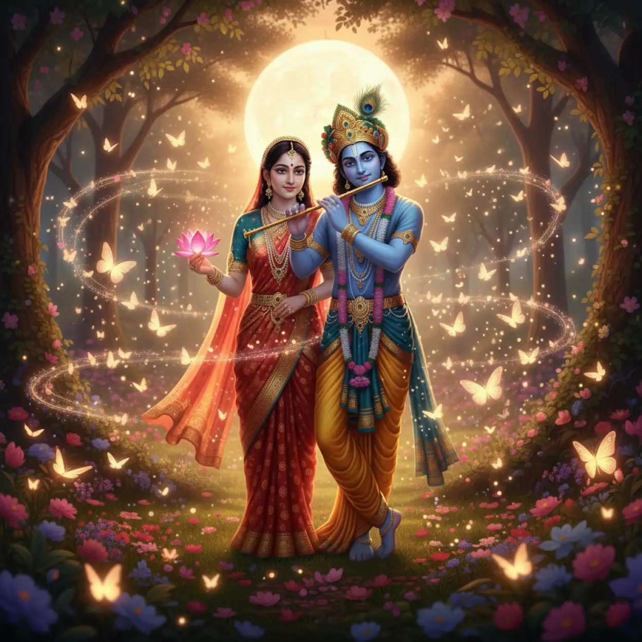 Free Download Radha Krishna Wallpapers With Lotus Flower - High Quality Radha Krishna Background