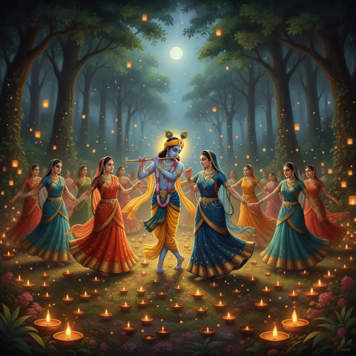 Free Download Radha Krishna Wallpapers With Moonlight - High Quality Radha Krishna Background
