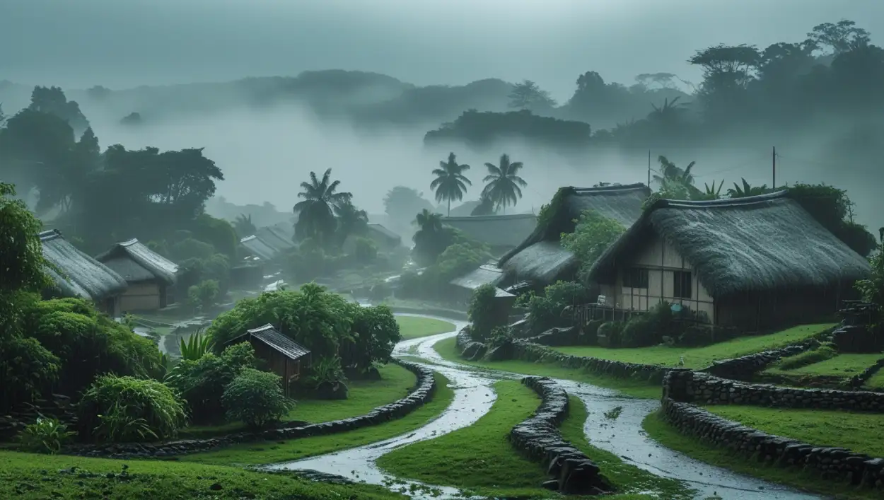 rainy season village background jpg