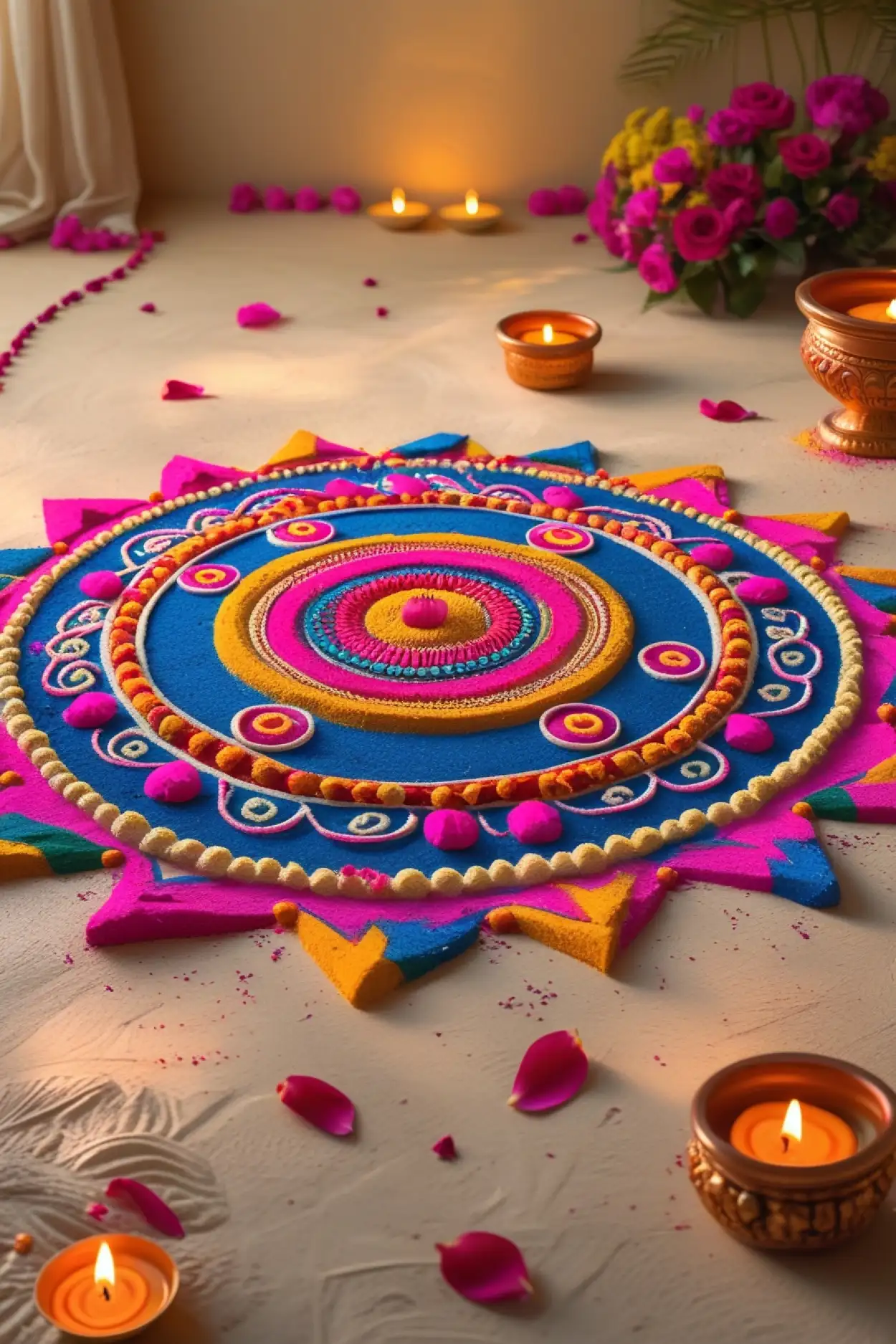 Free Download Raksha Bandhan Background With Colorful Rangoli - High Quality Raksha Bandhan Background Background