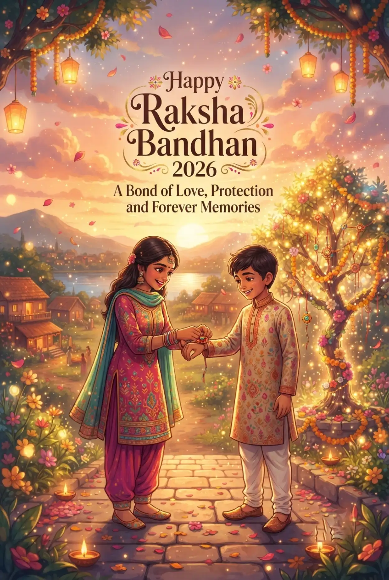 Free Download Raksha Bandhan Wishes 2026 For Distance Brother - High Quality Happy Raksha Bandhan Wishes 2026 Image
