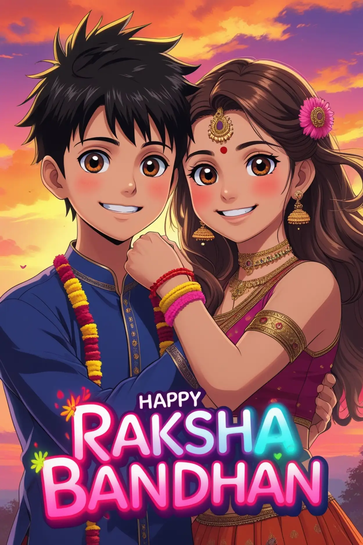 Free Download Raksha Bandhan Wishes With Cartoons For Children - High Quality Happy Raksha Bandhan Wishes For Children Background