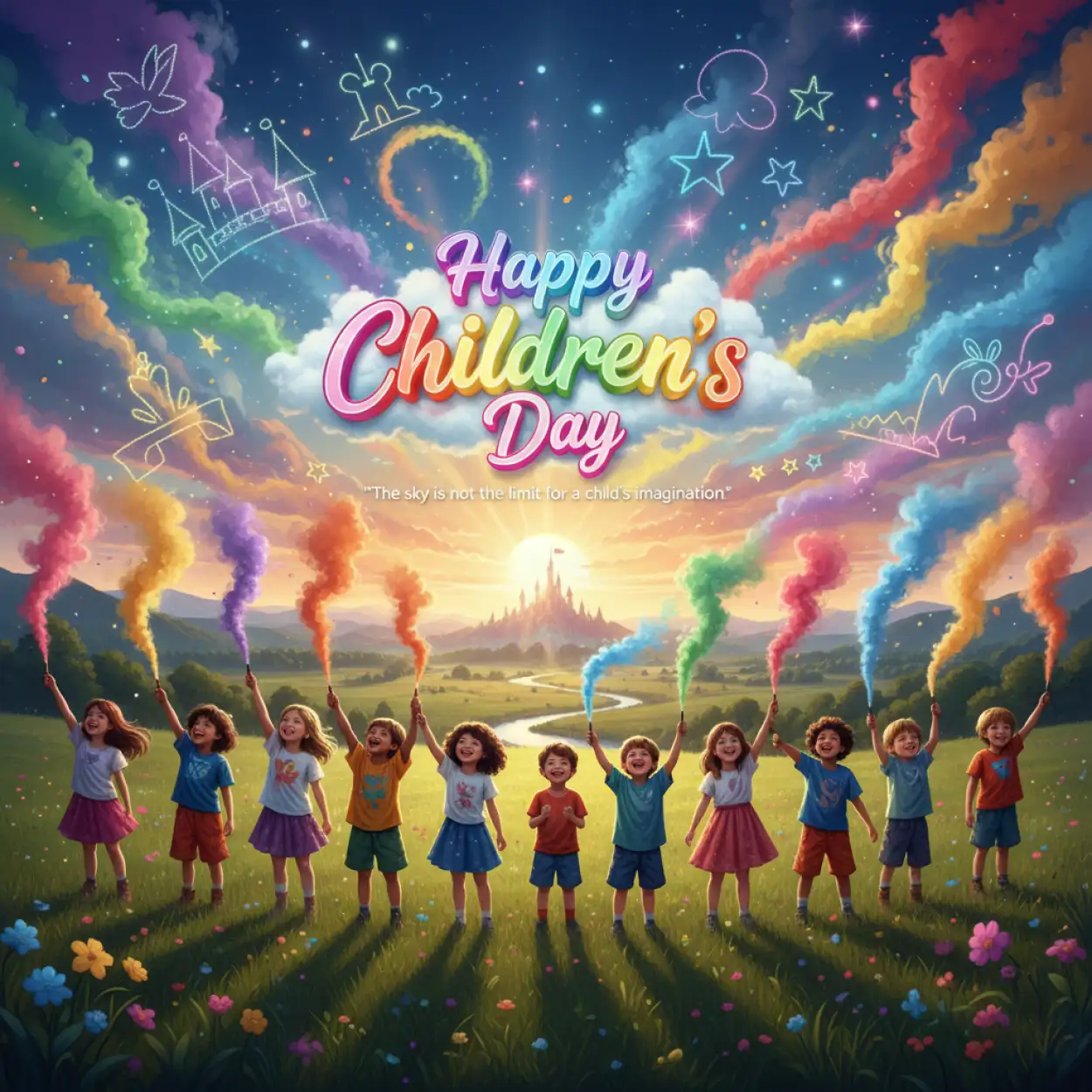 realistic happy childrens day quotes with sunshine