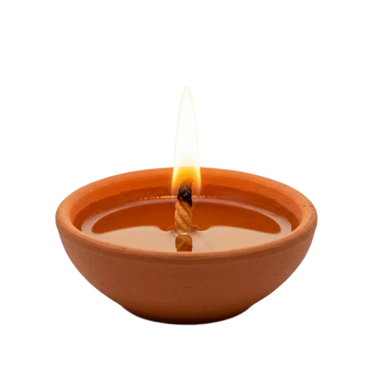 realistic oil lamp diya png with flame transparent