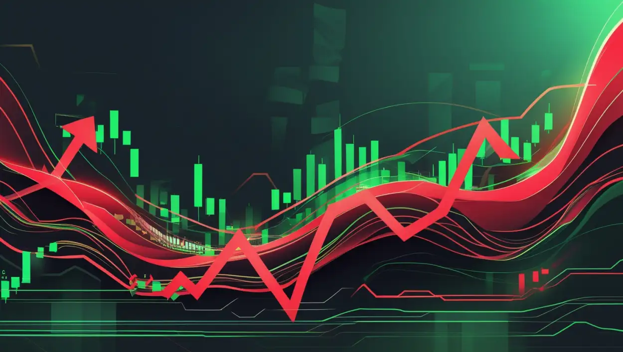 red and green stock market background effect