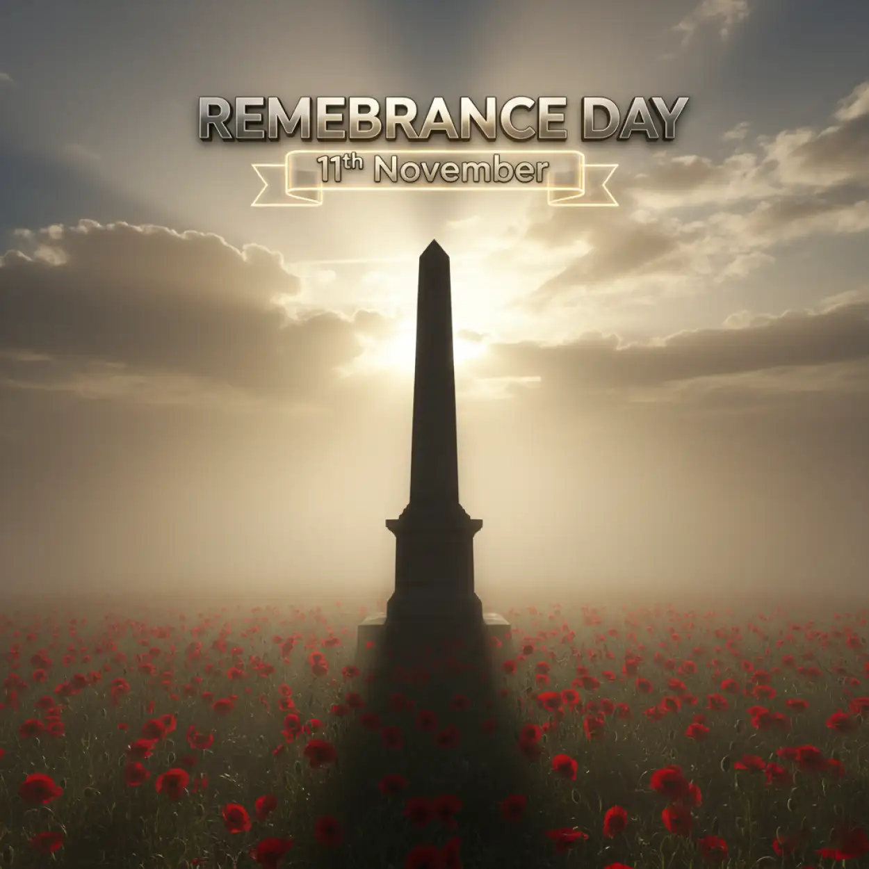 remembrance day poster with dove and peace sign
