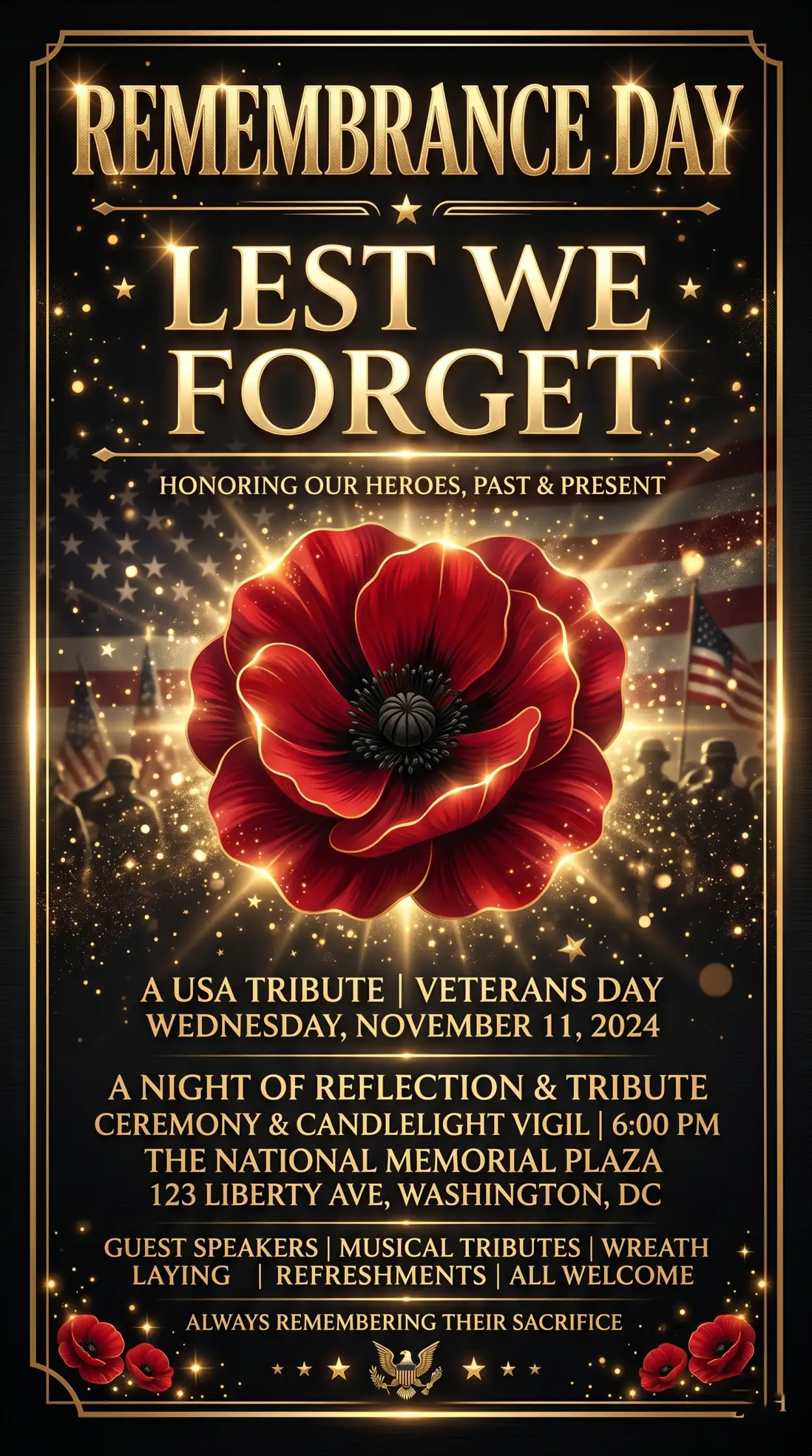 Free Download Remembrance Day Usa 2026 Respectful Tribute Poster - High Quality Remembrance Day Usa 2026 Image