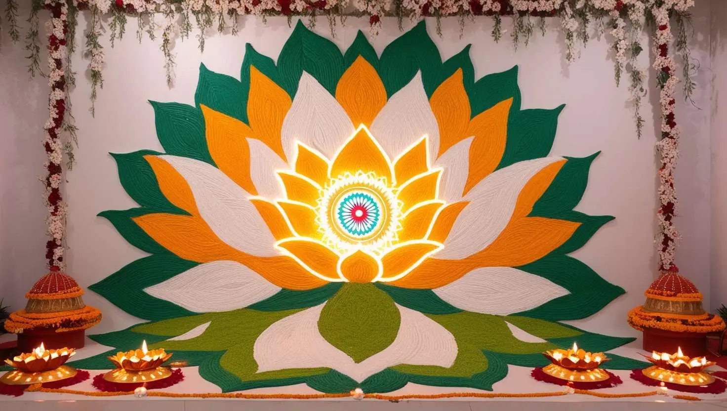 republic day rangoli with independence theme