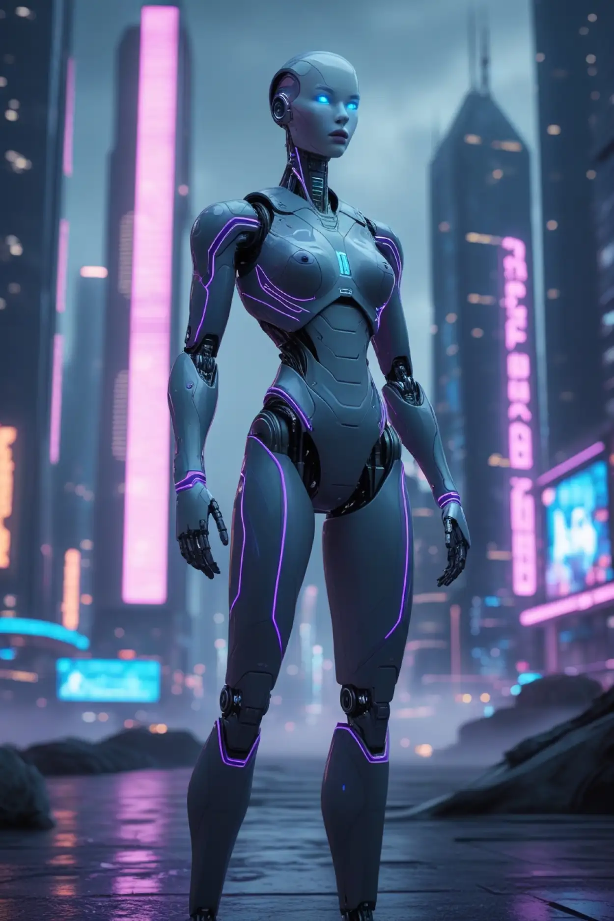 robot background in futuristic classroom