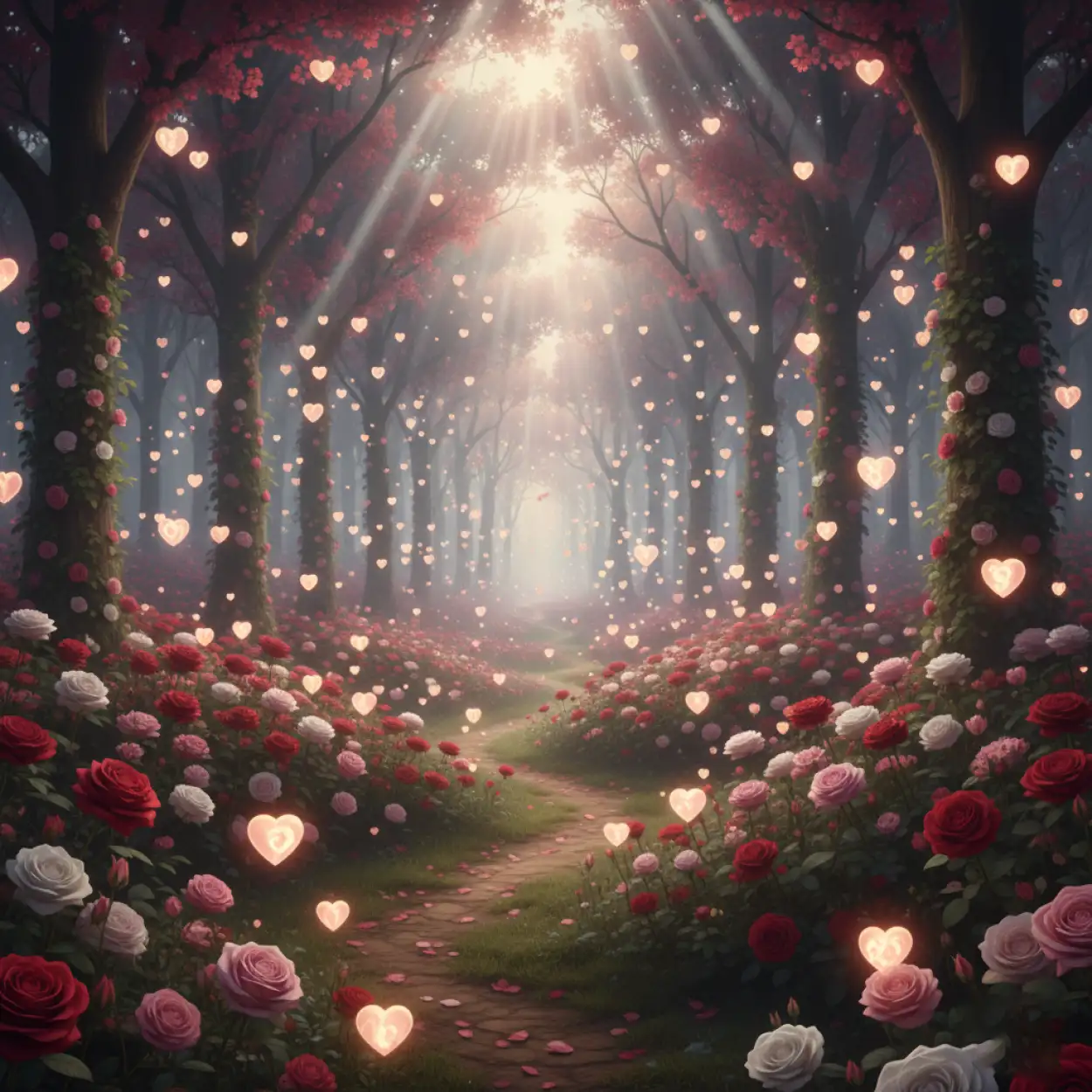 romantic fairy light valentines day background