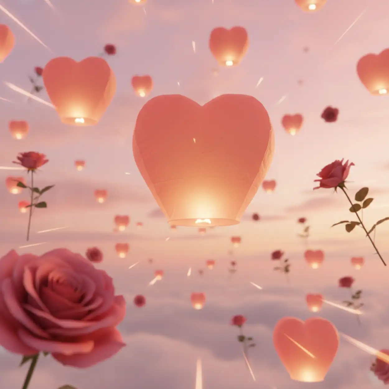 romantic heart balloon valentines background