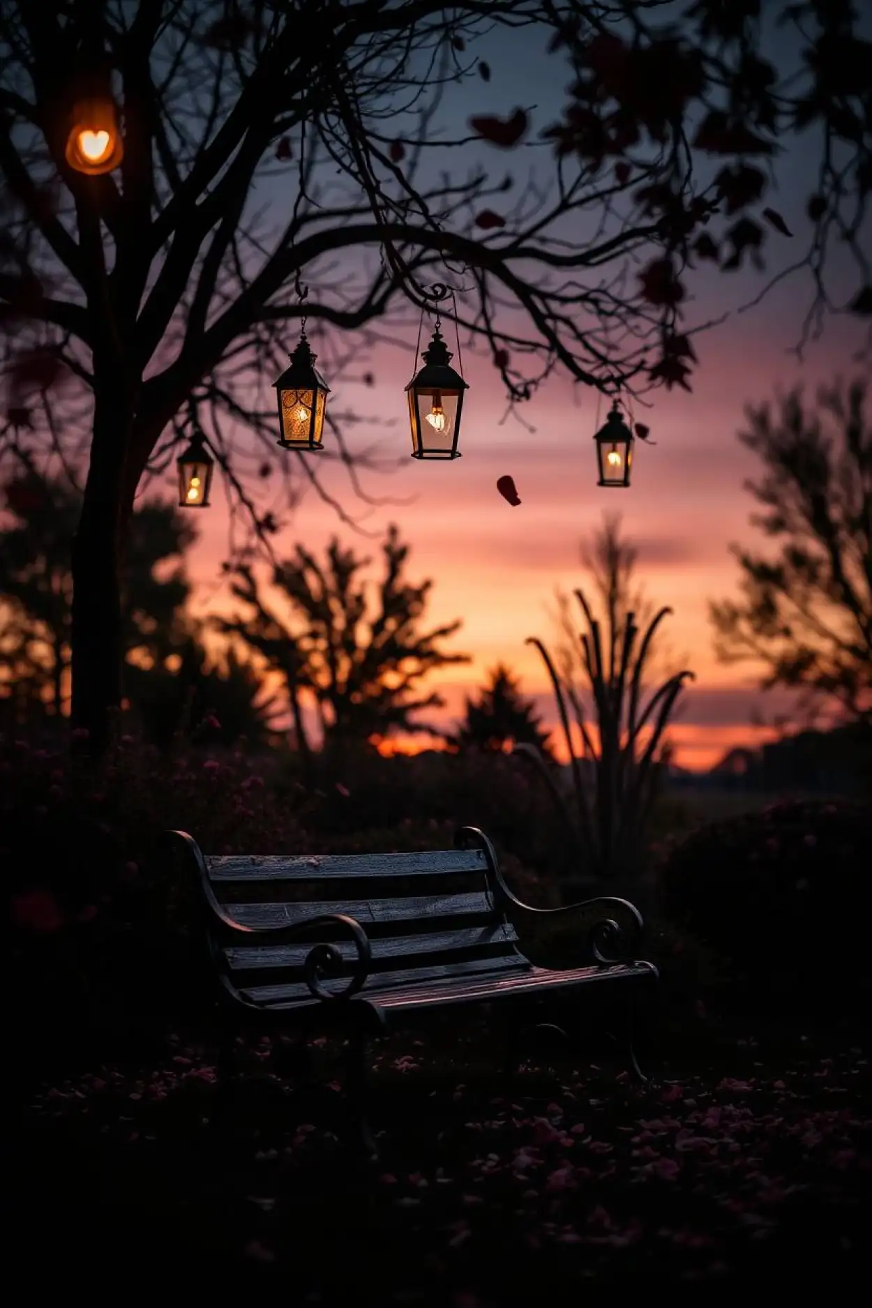 romantic night background with moonlight