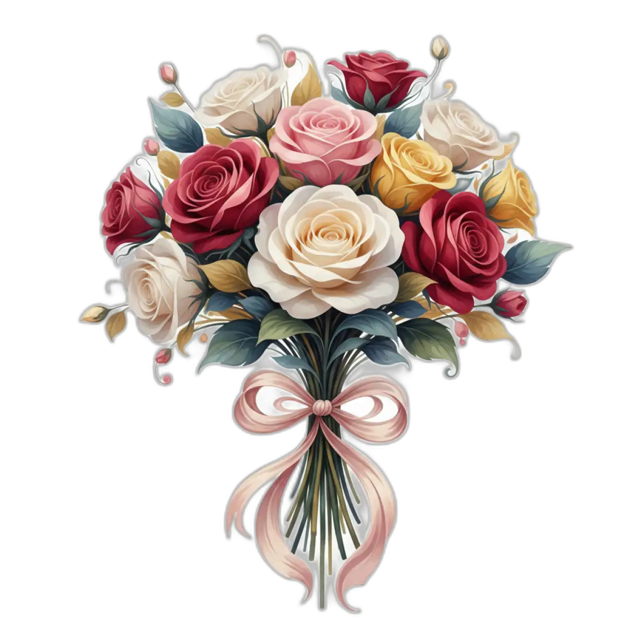Free Download Rose Bouquet Png Decorative Element - High Quality Rose Bouquet Png PNG Image