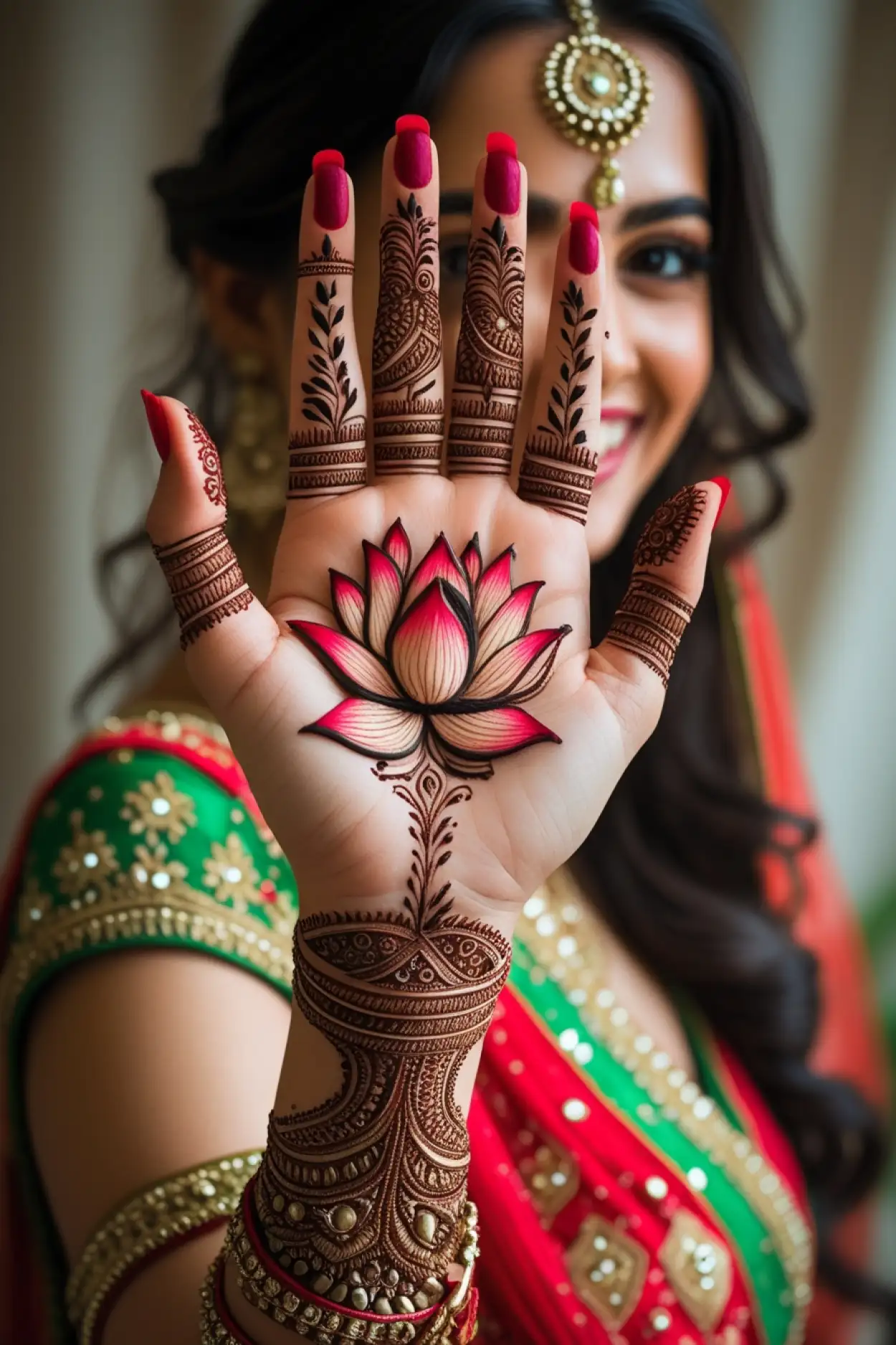 rose pattern teej mehndi design latest 2025