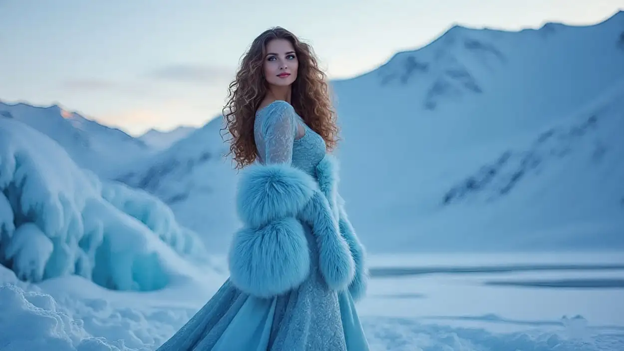 Russian Model In Icy Blue Fur Coat Dress - Royalty Free Free Blue Picture Image | Pngmagic Free Download Russian Model In Icy Blue Fur Coat Dress - High Quality Free Blue Picture Background
