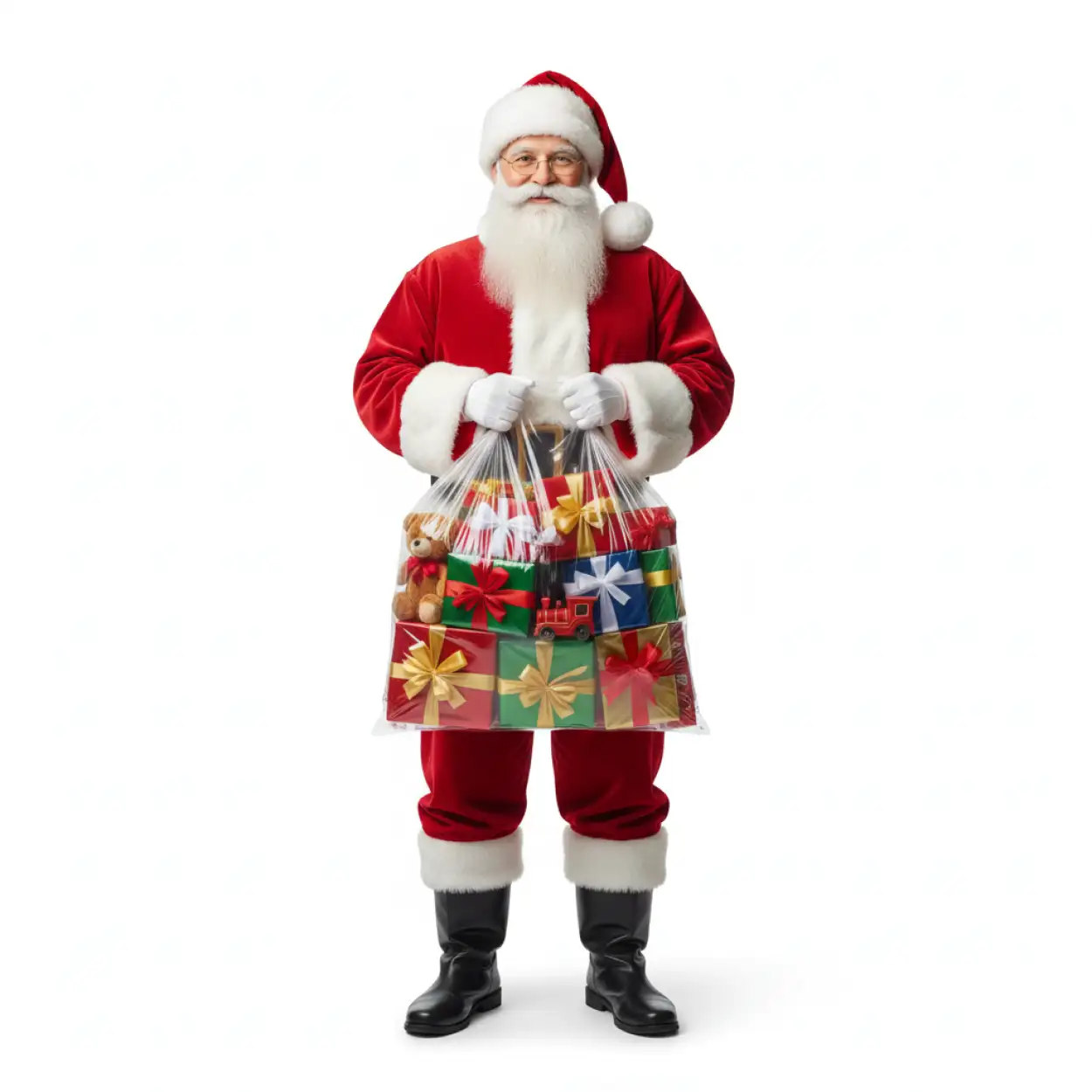 santa claus carrying gifts png transparent