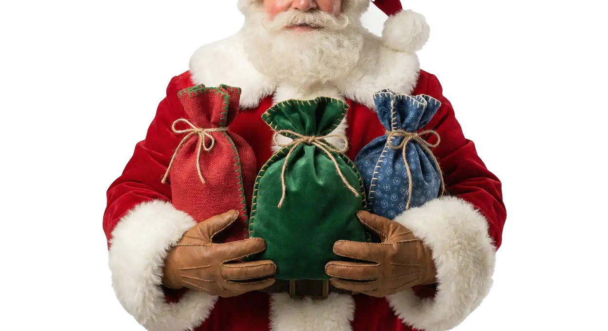 santa claus giving gifts png transparent