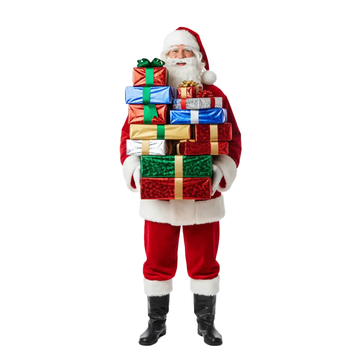 Free Download Santa Claus Presenting Gifts Png - High Quality Santa Claus With Gifts Png PNG Image