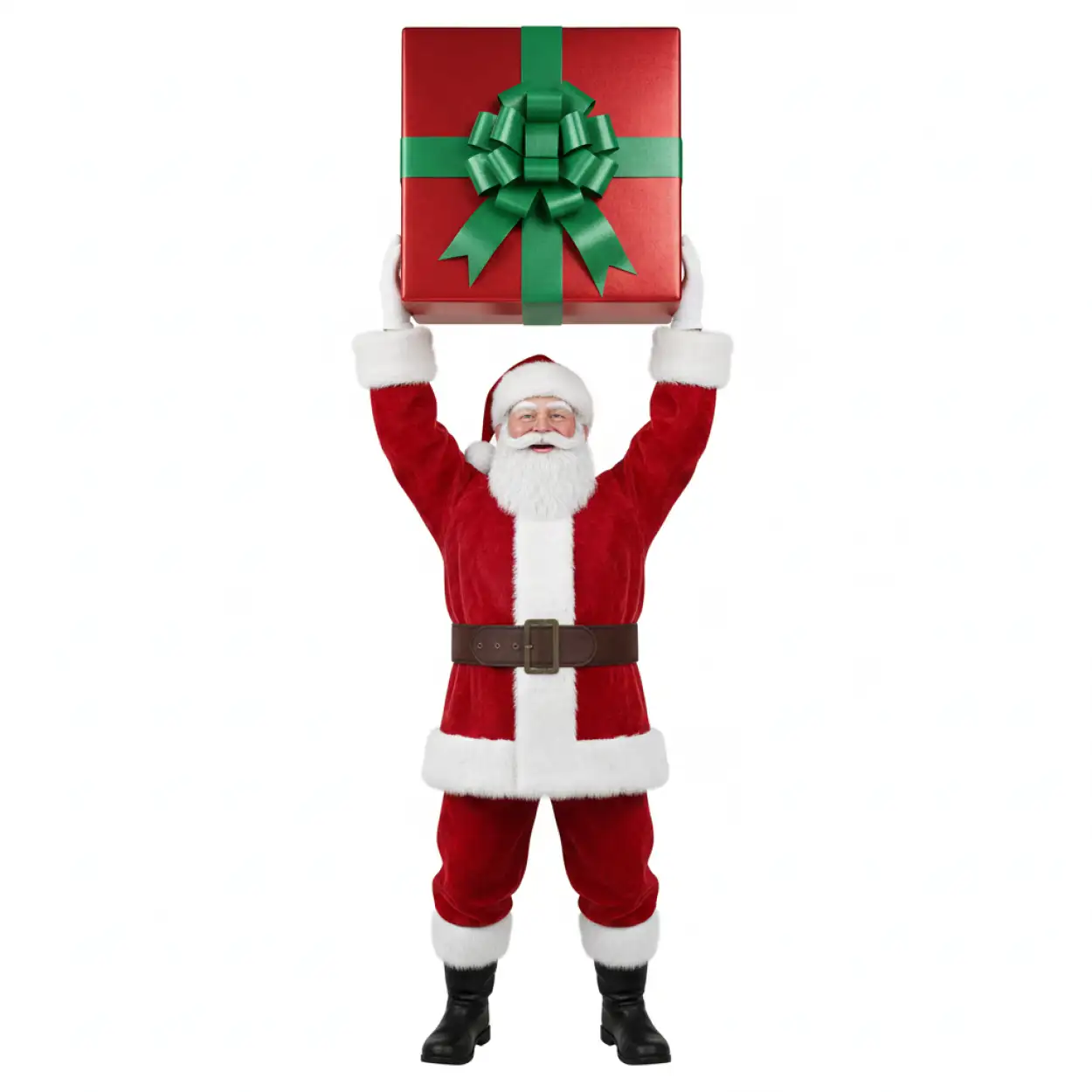 santa claus with gifts and candy canes png