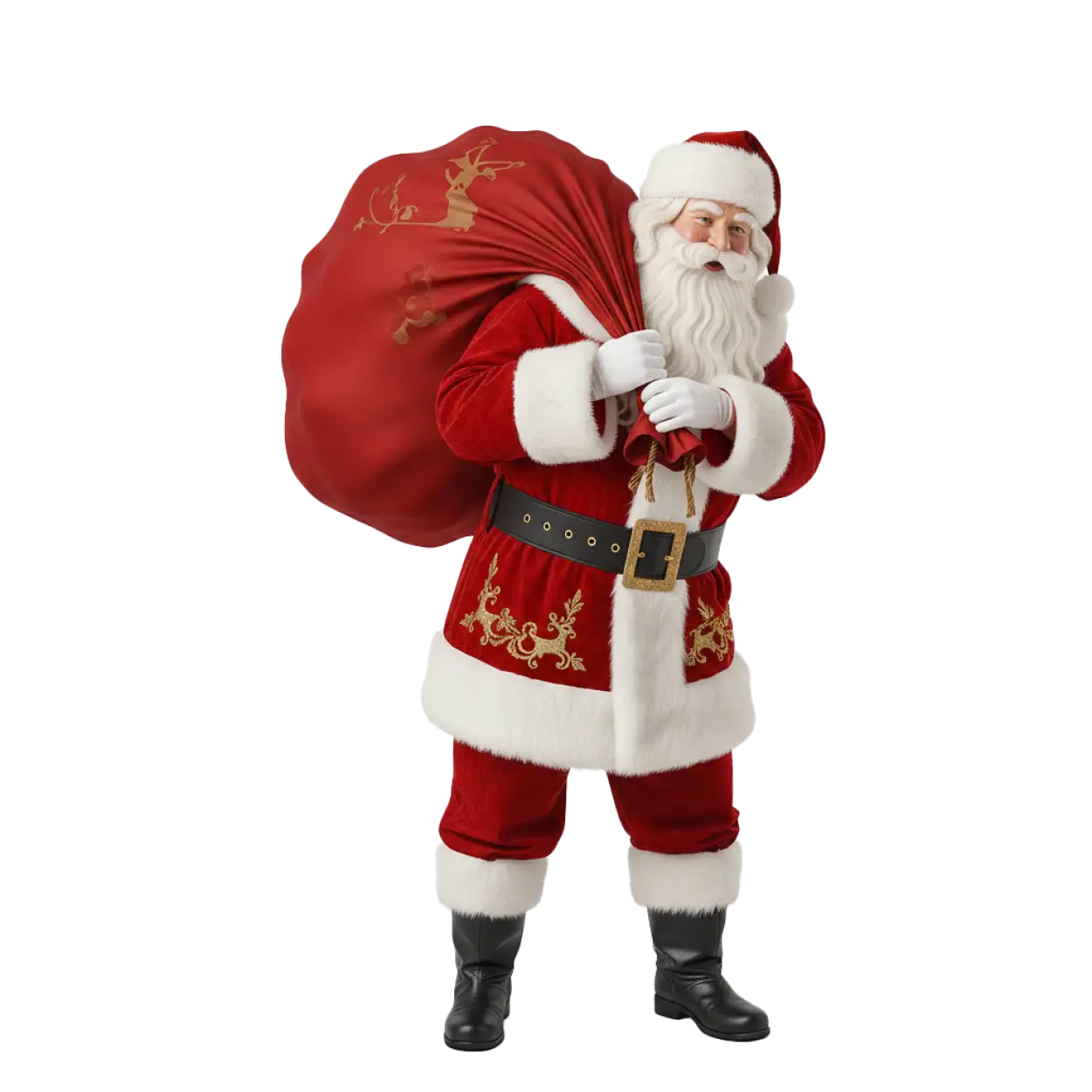 santa claus with magical gifts png