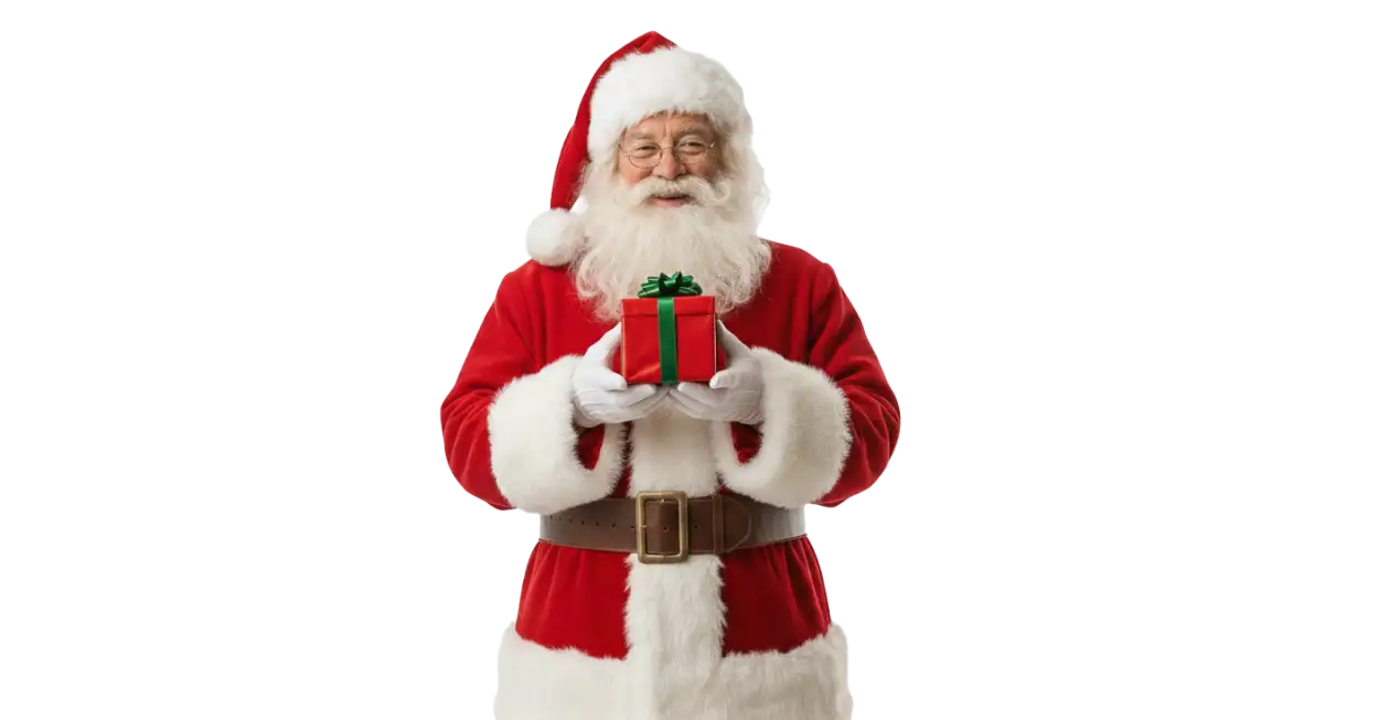 santa claus with sleigh full of gifts png