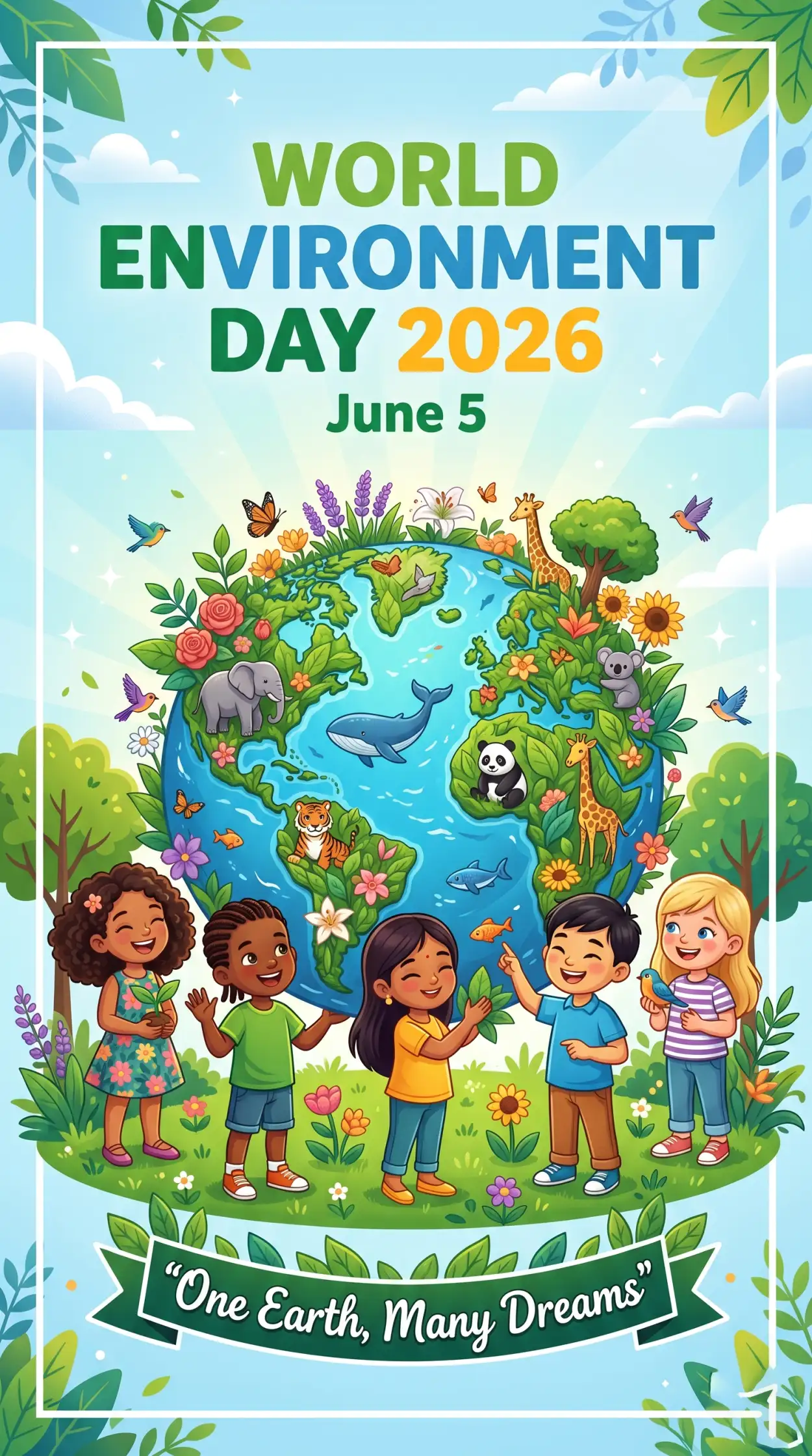 Free Download Save Nature Save Earth Kids Poster 2026 - High Quality World Environment Day Kids Artwork 2026 Image