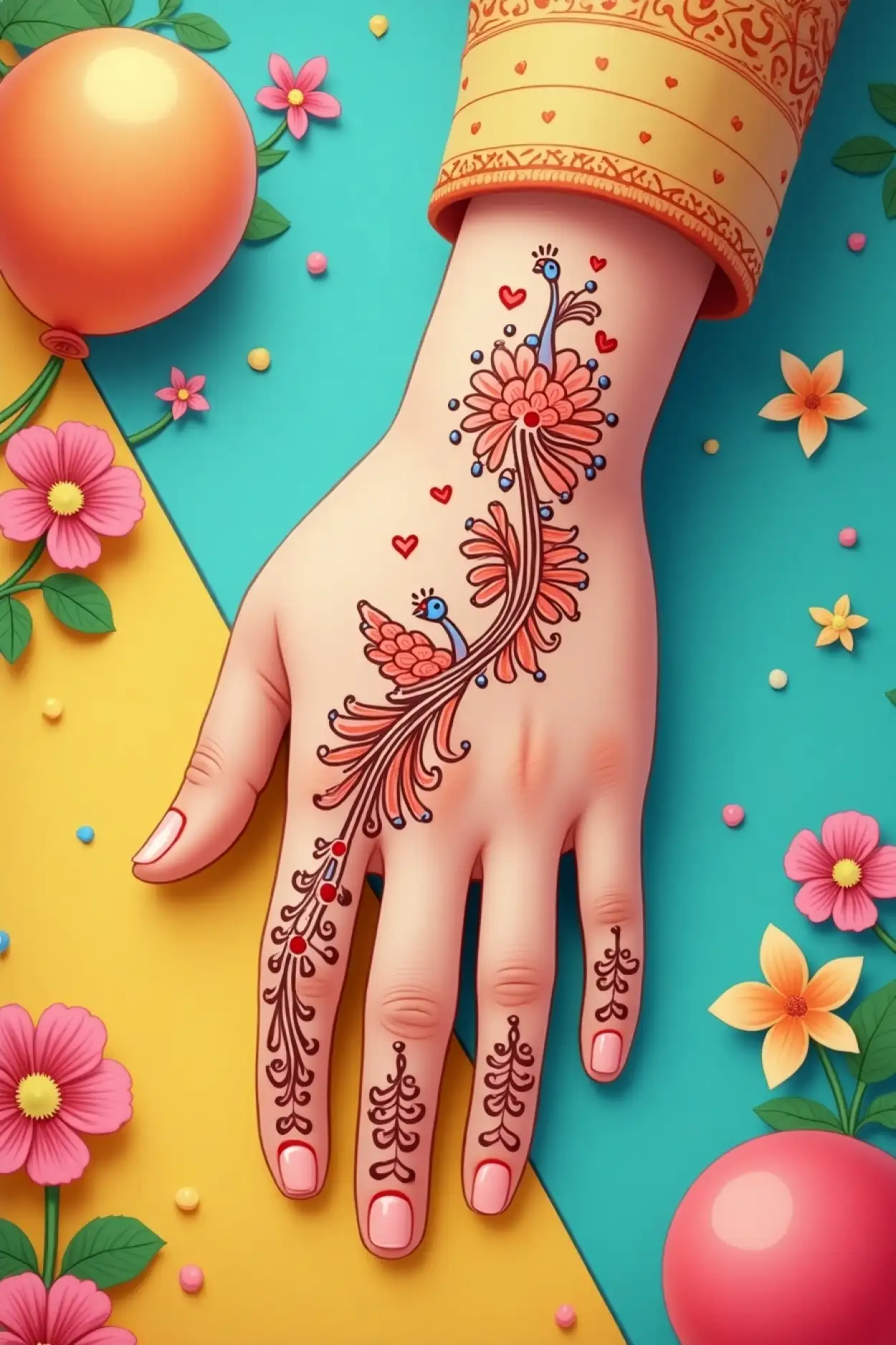 sawan somwar mehndi with lord shiva elements