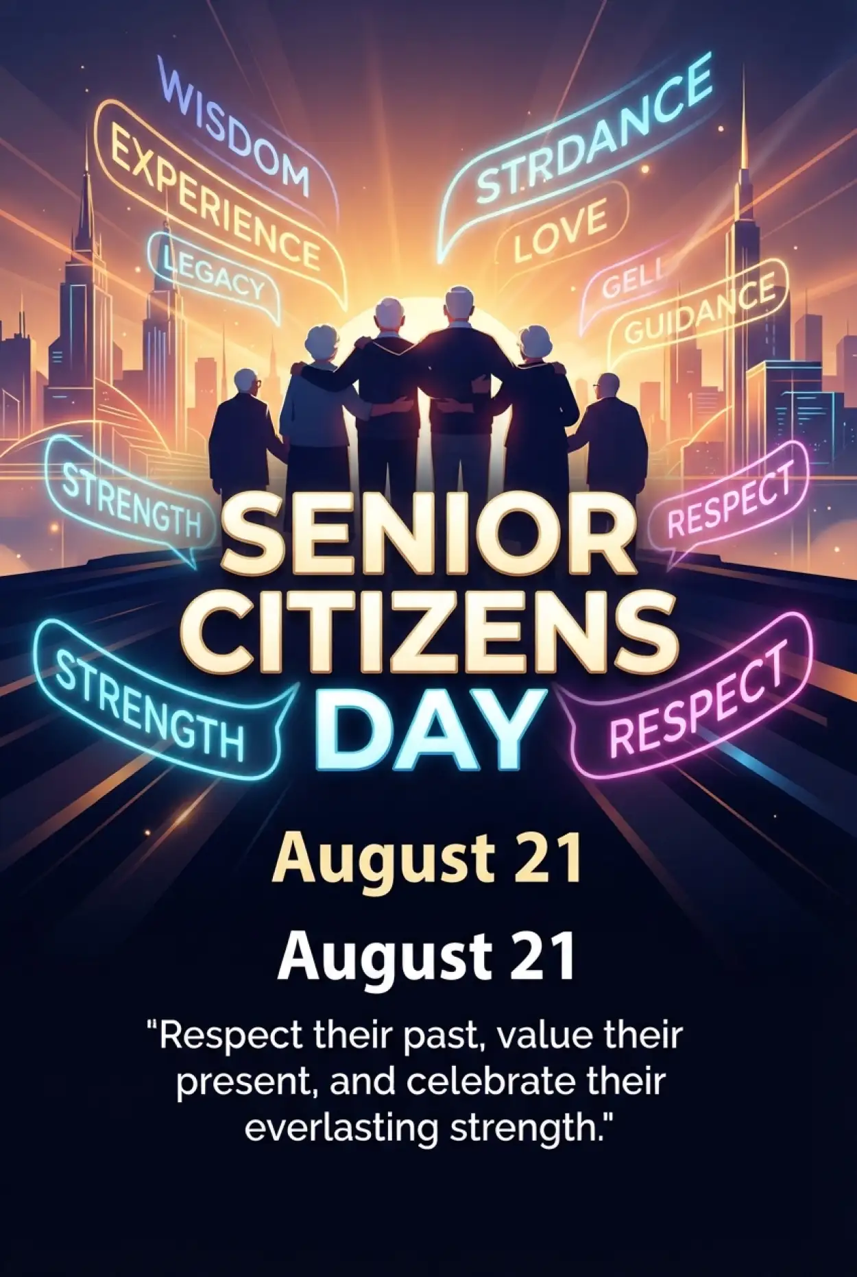 Free Download Senior Citizens Day 2026 Respect And Care For Elderly - High Quality Senior Citizens Day 2026 Image