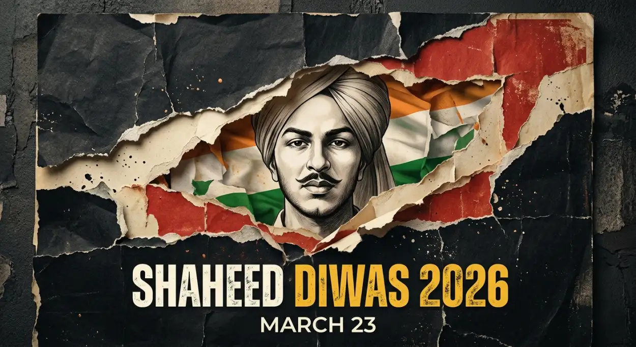 shaheed diwas 2026 banner with bhagat singh image